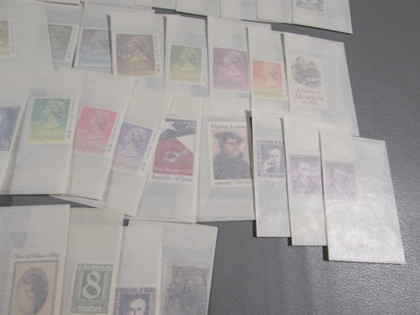 MIXED LOT OF POSTAGE STAMP SINGLES IN GLASSINE ENVELOPES #2