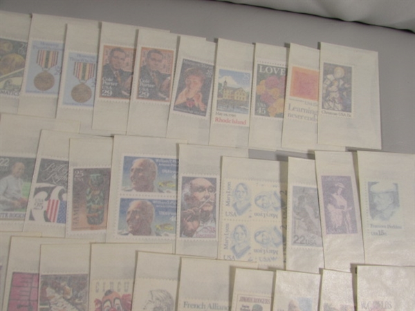 MIXED LOT OF POSTAGE STAMP SINGLES & SOME DOUBLES IN GLASSINE ENVELOPES #6