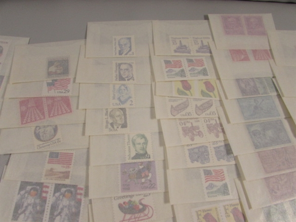 MIXED LOT OF POSTAGE STAMP DOUBLES & SINGLES IN GLASSINE ENVELOPES #7