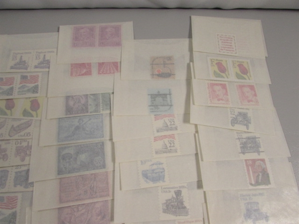 MIXED LOT OF POSTAGE STAMP DOUBLES & SINGLES IN GLASSINE ENVELOPES #7