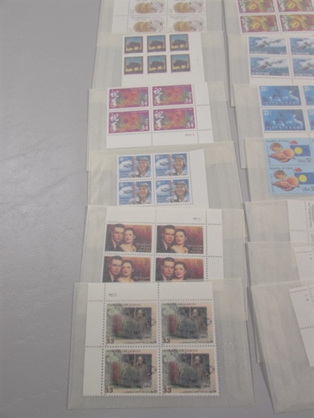 MIXED LOT OF US POSTAGE STAMP PLATE BLOCKS IN GLASSINE ENVELOPES ASST DENOMINATIONS #1