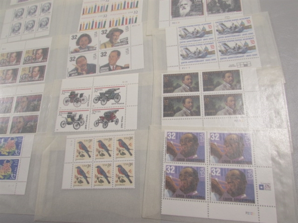 MIXED LOT OF US POSTAGE STAMP PLATE BLOCKS IN GLASSINE ENVELOPES ASST DENOMINATIONS #1