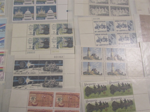 MIXED LOT OF US POSTAGE STAMP PLATE BLOCKS IN GLASSINE ENVELOPES ASST DENOMINATIONS #2