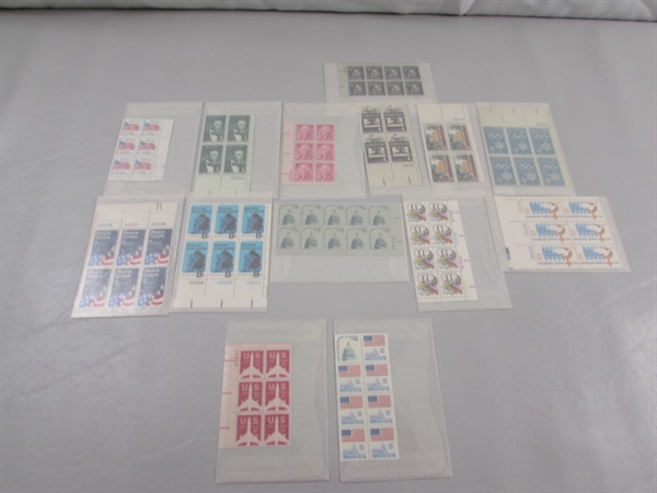 G, 1-11 CENT US POSTAGE STAMP BLOCKS IN GLASSINE ENVELOPES-UNUSED