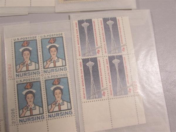 4 CENT US POSTAGE STAMP BLOCKS IN GLASSINE ENVELOPES-UNUSED