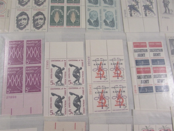 5 CENT US POSTAGE STAMP BLOCKS IN GLASSINE ENVELOPES-UNUSED