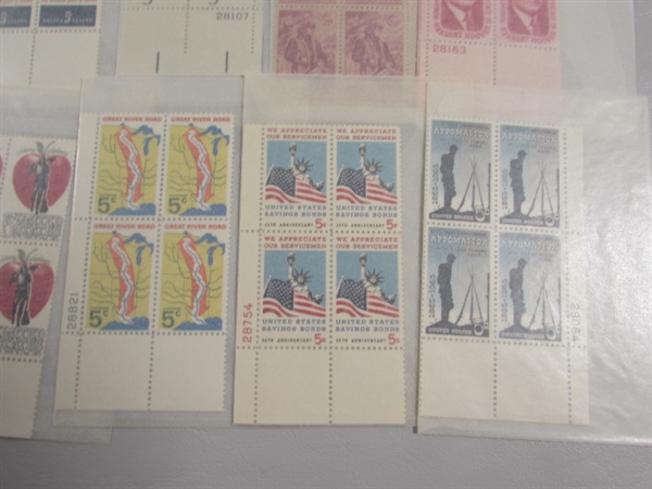 5 CENT US POSTAGE STAMP BLOCKS IN GLASSINE ENVELOPES-UNUSED