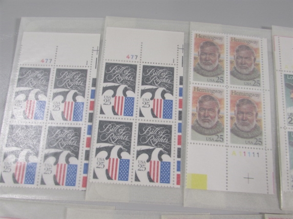 25-60 CENT US POSTAGE STAMP BLOCKS IN GLASSINE ENVELOPES-UNUSED