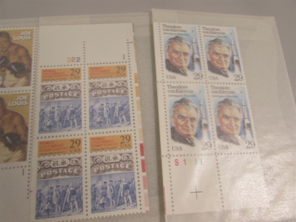 29 CENT US POSTAGE STAMP BLOCKS IN GLASSINE ENVELOPES-UNUSED