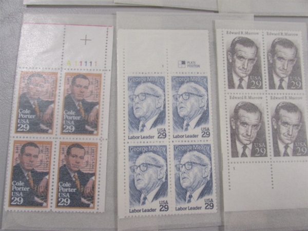 29 CENT US POSTAGE STAMP BLOCKS IN GLASSINE ENVELOPES-UNUSED