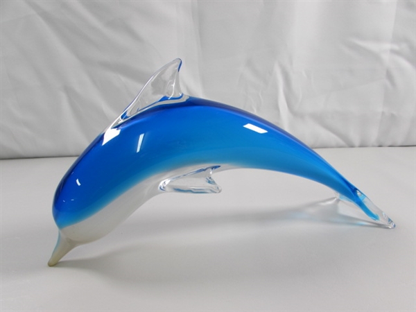 HAND BLOWN GLASS DOLPHIN STATUE