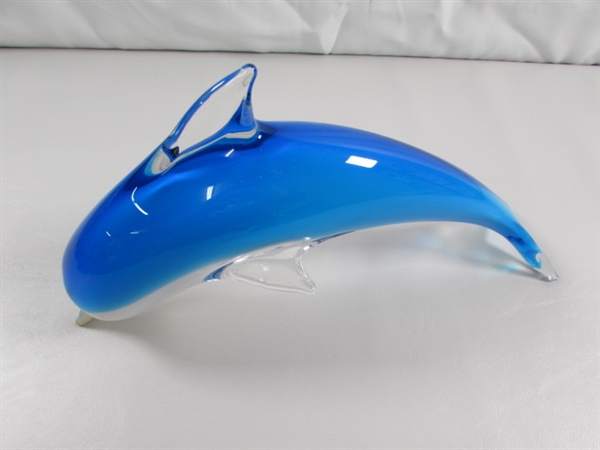 HAND BLOWN GLASS DOLPHIN STATUE