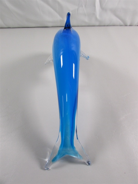 HAND BLOWN GLASS DOLPHIN STATUE