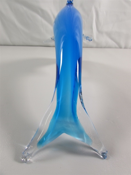 HAND BLOWN GLASS DOLPHIN STATUE