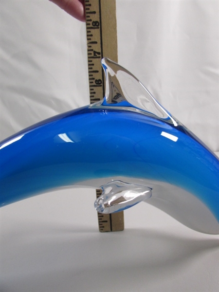 HAND BLOWN GLASS DOLPHIN STATUE