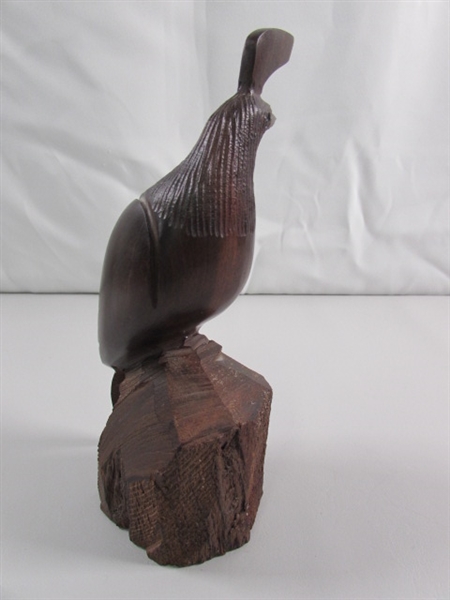 IRONWOOD QUAIL CARVING SCULPTURE