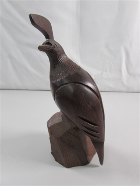 IRONWOOD QUAIL CARVING SCULPTURE