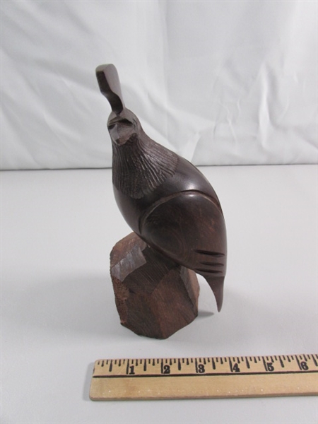 IRONWOOD QUAIL CARVING SCULPTURE