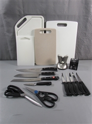 KITCHEN KNIVES, SHARPENER & CUTTING BOARDS