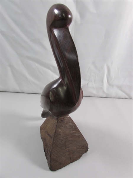 CARVED IRONWOOD PELICAN STATUE