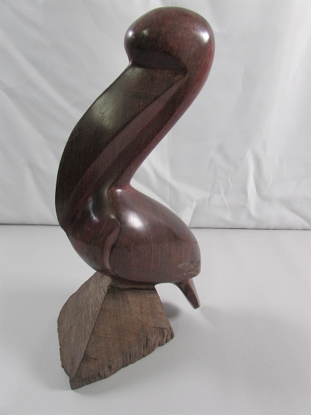 CARVED IRONWOOD PELICAN STATUE