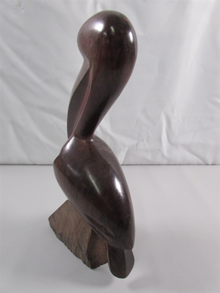 CARVED IRONWOOD PELICAN STATUE