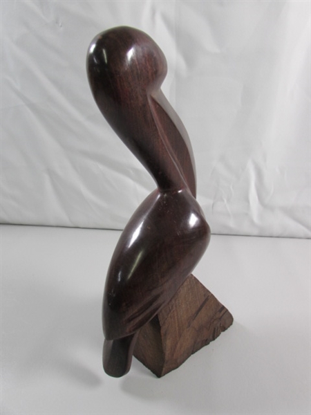 CARVED IRONWOOD PELICAN STATUE