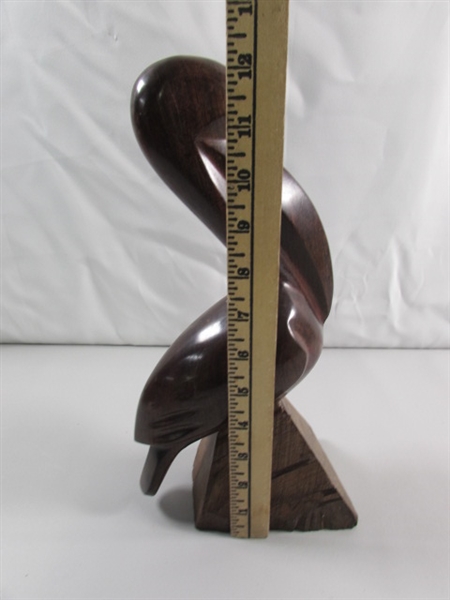 CARVED IRONWOOD PELICAN STATUE