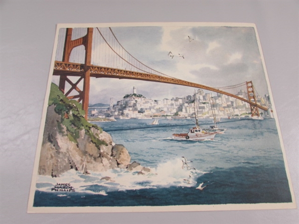 GOLDEN GATE BRIDGE WATERCOLOR PRINT BY JAMES MARCH PHILLIPS