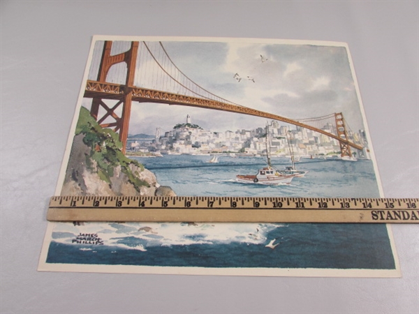 GOLDEN GATE BRIDGE WATERCOLOR PRINT BY JAMES MARCH PHILLIPS