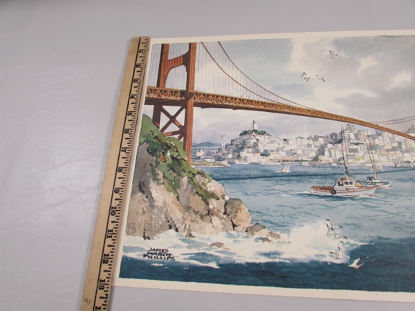 GOLDEN GATE BRIDGE WATERCOLOR PRINT BY JAMES MARCH PHILLIPS