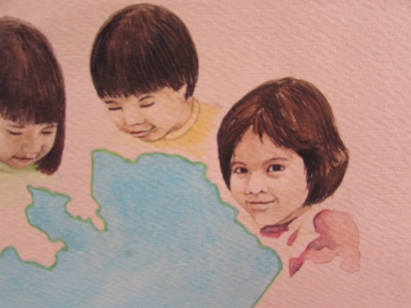 ALASKAN NATIVE CHILDREN ART ON WATERCOLOR PAPER