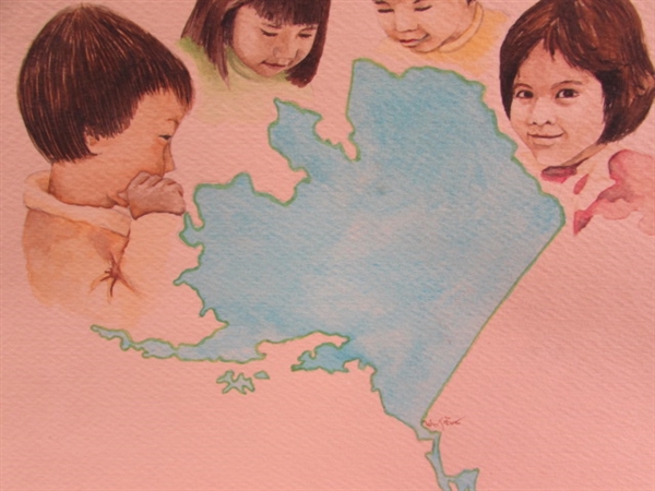 ALASKAN NATIVE CHILDREN ART ON WATERCOLOR PAPER