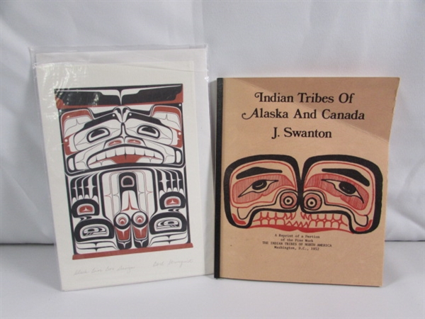 BLACK BEAR BOX PRINT BY CARL STROMQUIST & BOOK OF INDIAN TRIBES OF ALASKA & CANADA