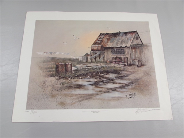 DWELLING ON THE TUNDRA BETHEL, ALASKA PRINT BY ARCHIE BARNES - SIGNED & NUMBERED