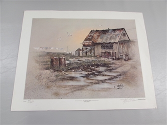 "DWELLING ON THE TUNDRA" BETHEL, ALASKA PRINT BY ARCHIE BARNES - SIGNED & NUMBERED