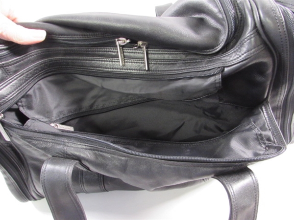 LEATHER DUFFLE W/TRAVEL BAGS