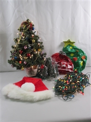 24" SPODE CHRISTMAS TREE, CANDLES, SANTA HAT & MORE