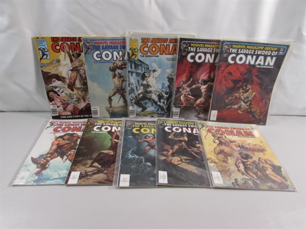 10 ISSUES OF THE SAVAGE SWORD OF CONAN THE BARBARIAN COMICS 1980-1982