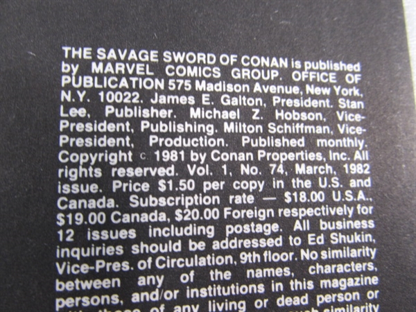 10 ISSUES OF THE SAVAGE SWORD OF CONAN THE BARBARIAN COMICS 1980-1982