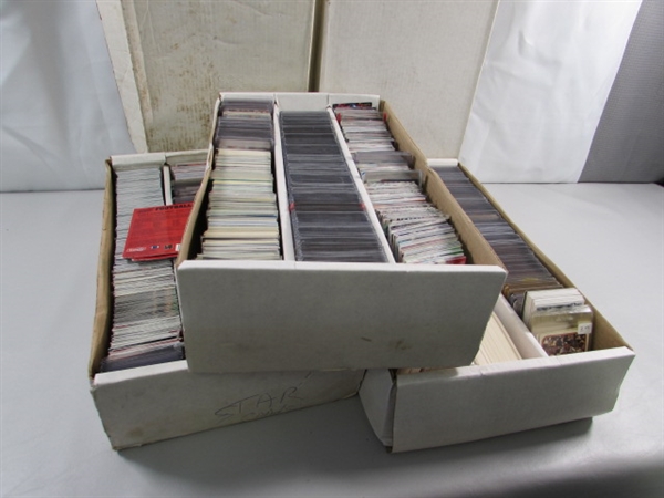 3 LONG 3-ROW BOXES OF ASSORTED SPORTS CARDS #1