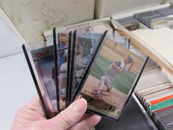 3 LONG 3-ROW BOXES OF ASSORTED SPORTS CARDS #1