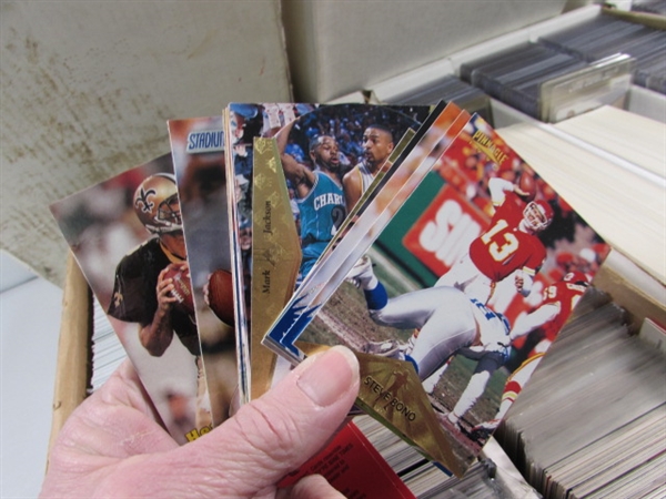 3 LONG 3-ROW BOXES OF ASSORTED SPORTS CARDS #1