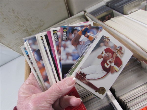 3 LONG 3-ROW BOXES OF ASSORTED SPORTS CARDS #1