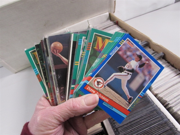 3 LONG 3-ROW BOXES OF ASSORTED SPORTS CARDS #1