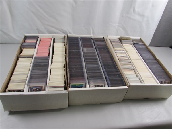 3 LONG 3-ROW BOXES OF ASSORTED SPORTS CARDS #3