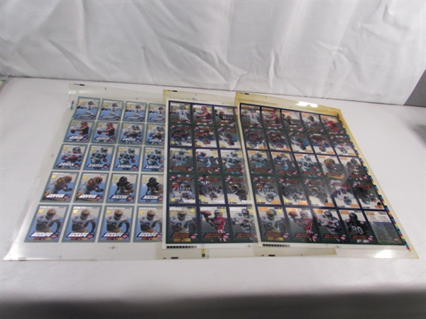 3 UNCUT SHEETS OF UNCUT TRANSPARENT FOOTBALL CARDS