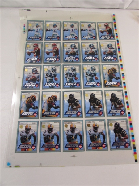 3 UNCUT SHEETS OF UNCUT TRANSPARENT FOOTBALL CARDS