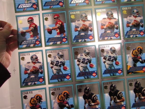 3 UNCUT SHEETS OF UNCUT TRANSPARENT FOOTBALL CARDS