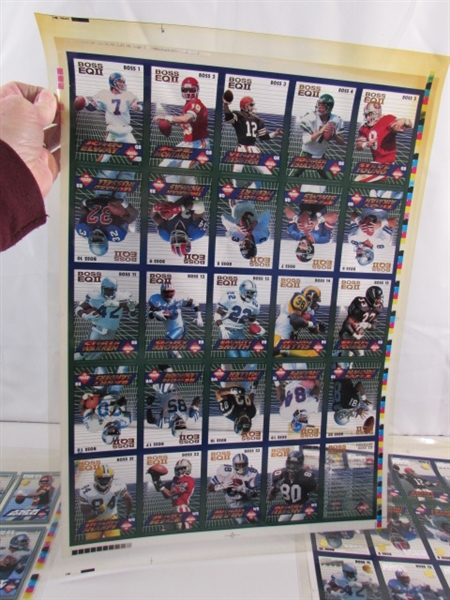 3 UNCUT SHEETS OF UNCUT TRANSPARENT FOOTBALL CARDS